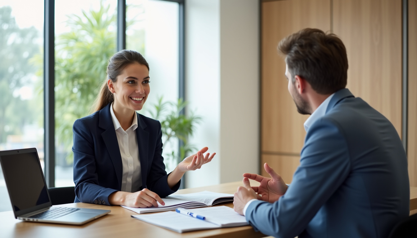 Client en entretien avec un conseiller bancaire à la Caisse d
