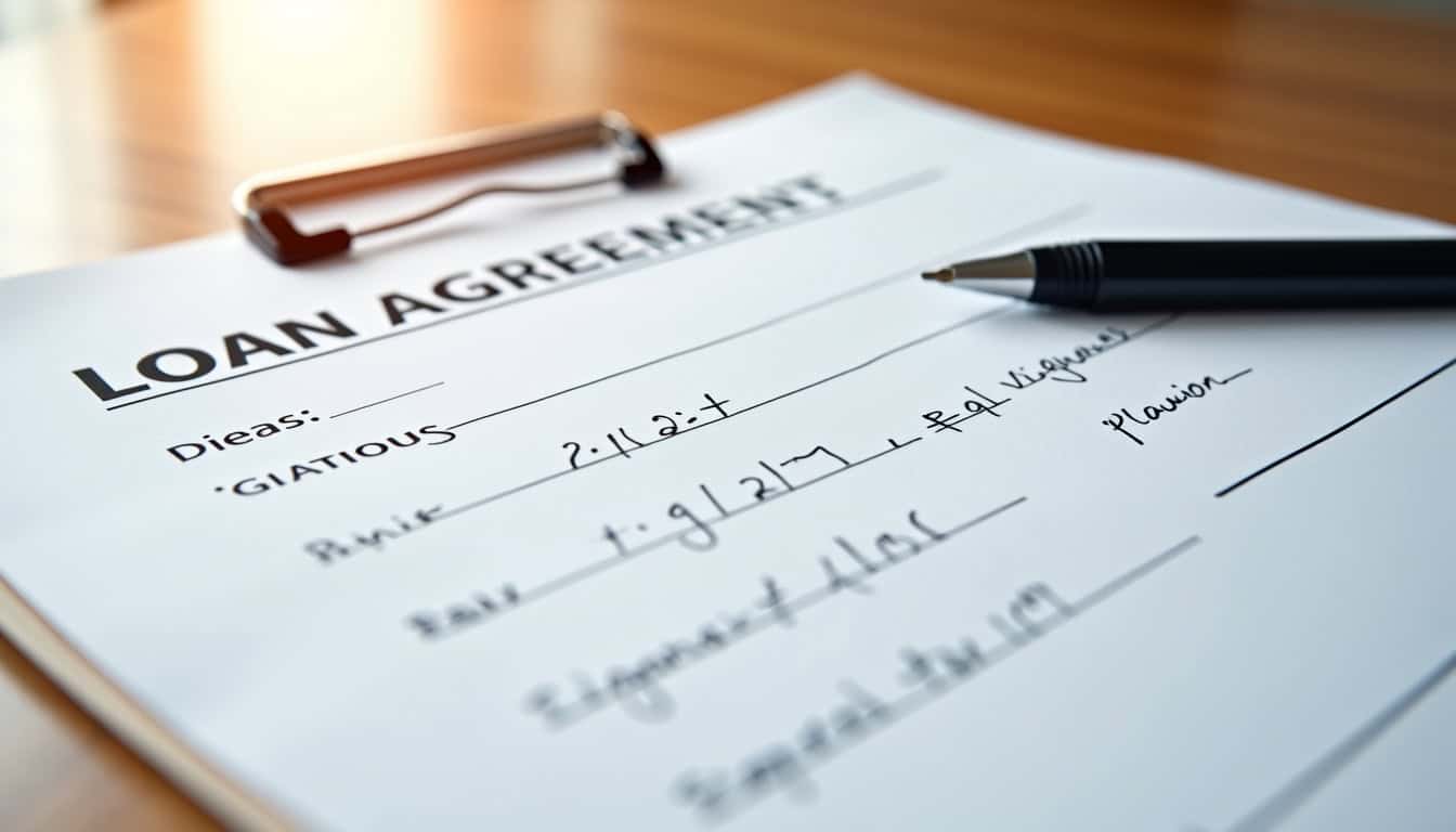 Exemple de contrat de prêt entre particuliers signé et daté, avec montant, dates et signatures manuscrites