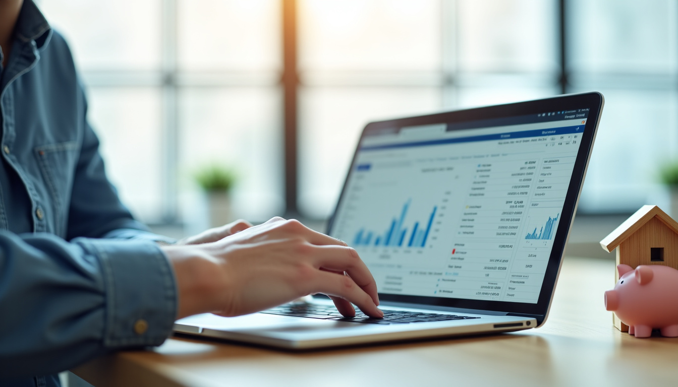 Personne utilisant le simulateur de prêt immobilier LCL sur un ordinateur portable