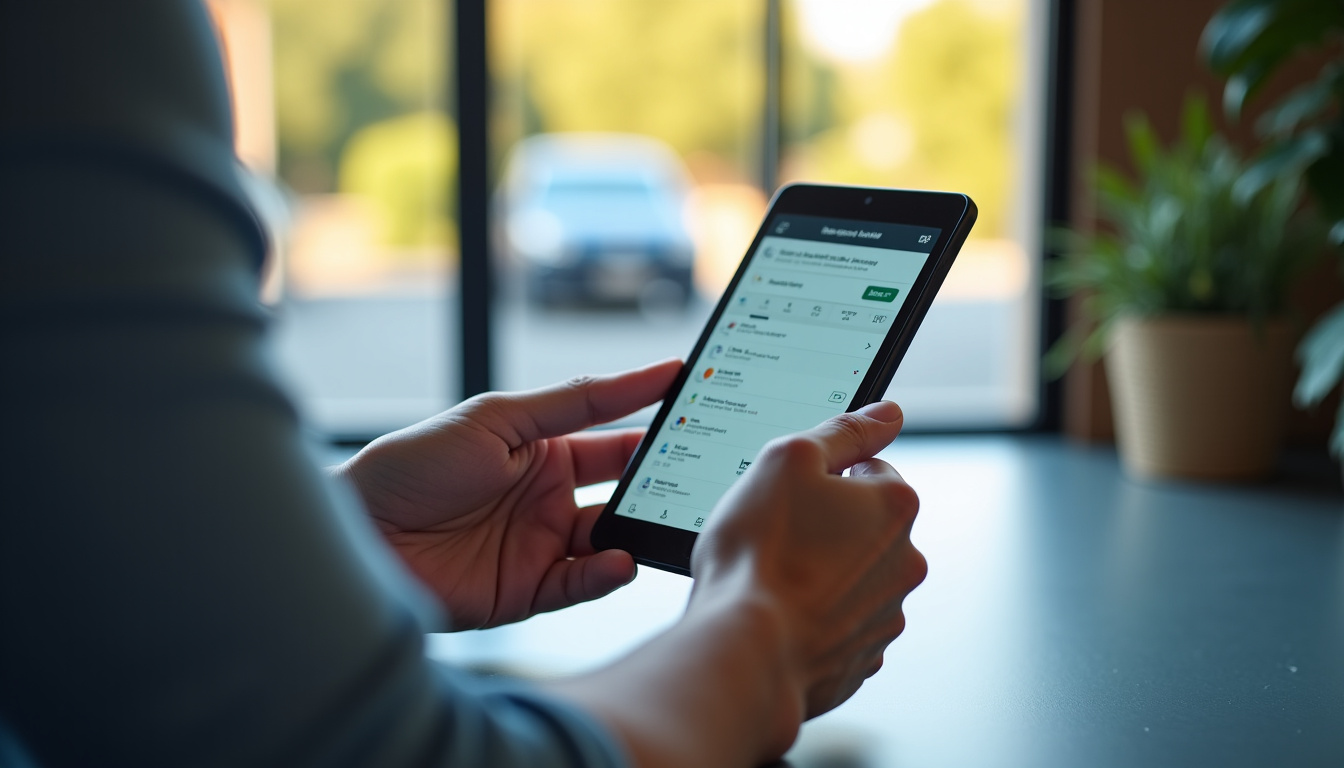 Personne utilisant un ordinateur portable pour effectuer une demande de crédit auto en ligne