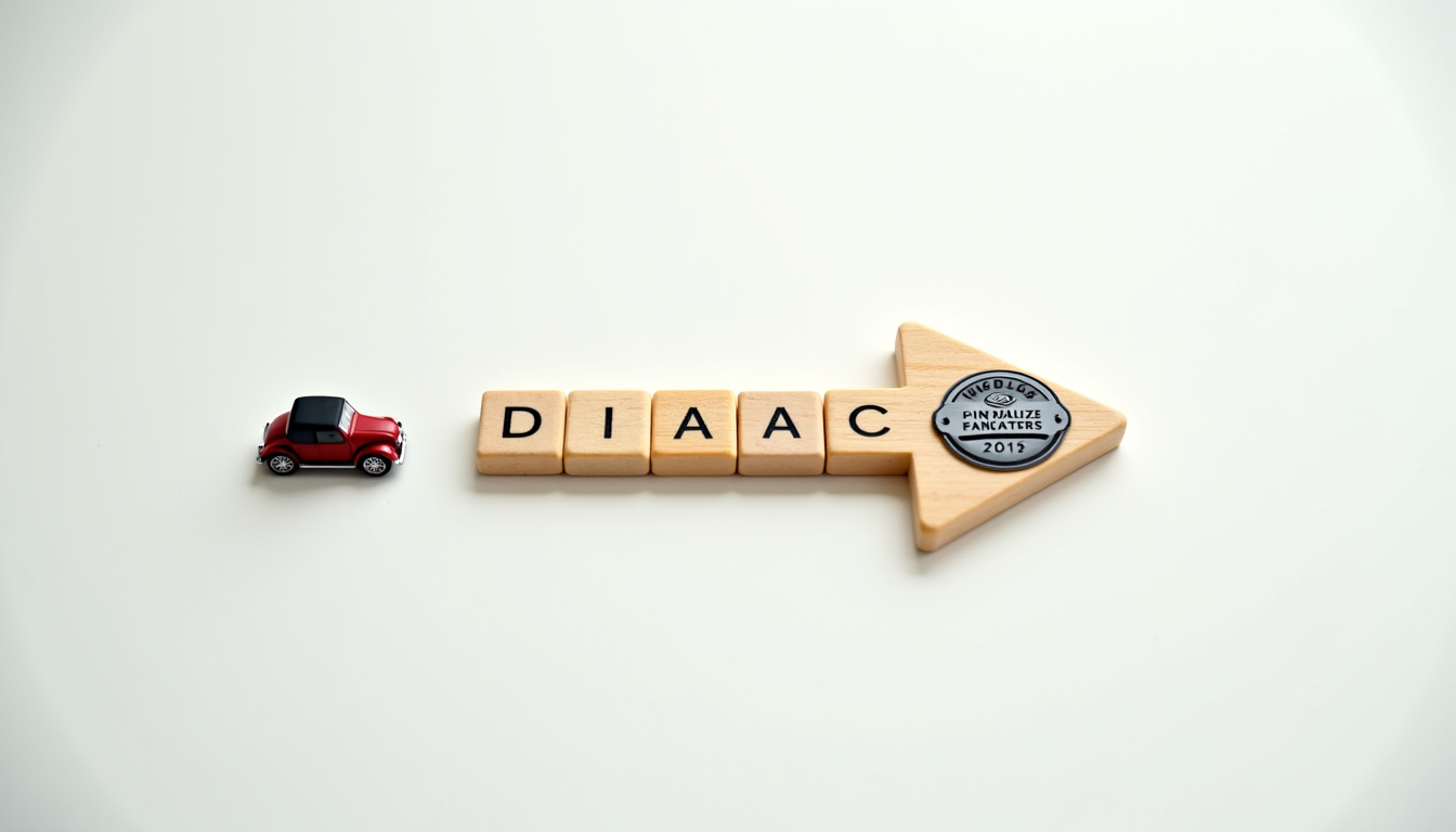 Évolution de la marque DIAC vers Mobilize Financial Services, représentée par une flèche de transformation avec les logos successifs