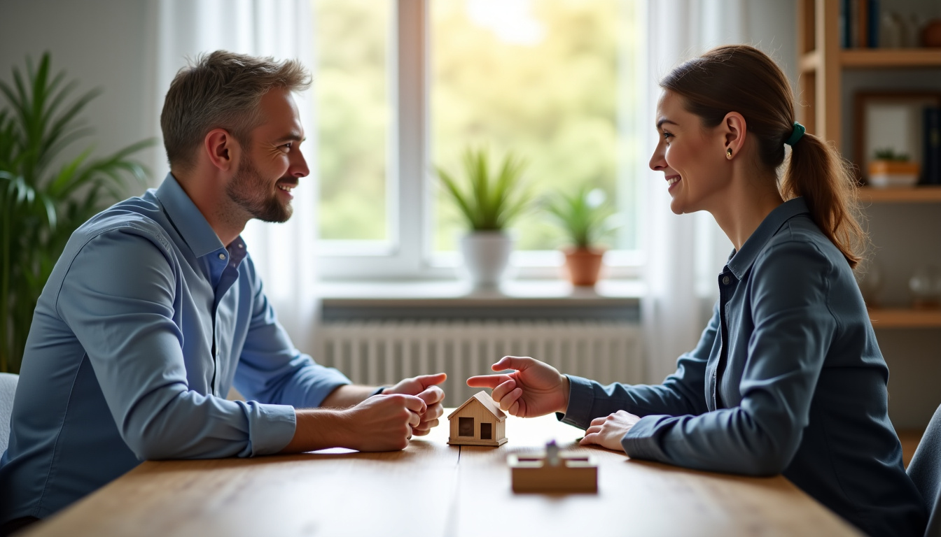 Illustration d’un conseiller financier expliquant les options de remboursement à un client en situation de difficulté