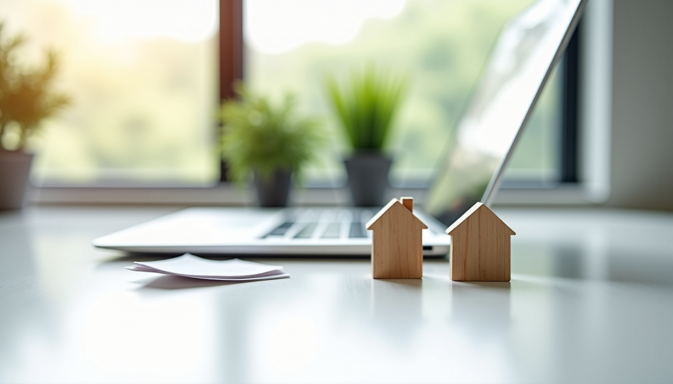 Préparation d’un dossier de crédit immobilier sur ordinateur avec documents numérisés