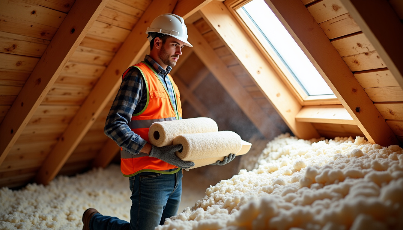 Professionnel RGE en train de réaliser des travaux de rénovation énergétique dans un logement