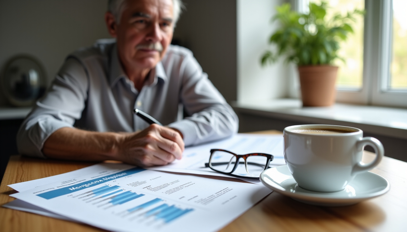 Propriétaire examinant des documents financiers concernant son rachat de crédit immobilier