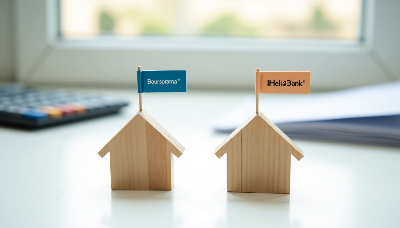 Tableau comparatif des offres de crédit immobilier entre Boursorama, Hello Bank, ING et Fortuneo